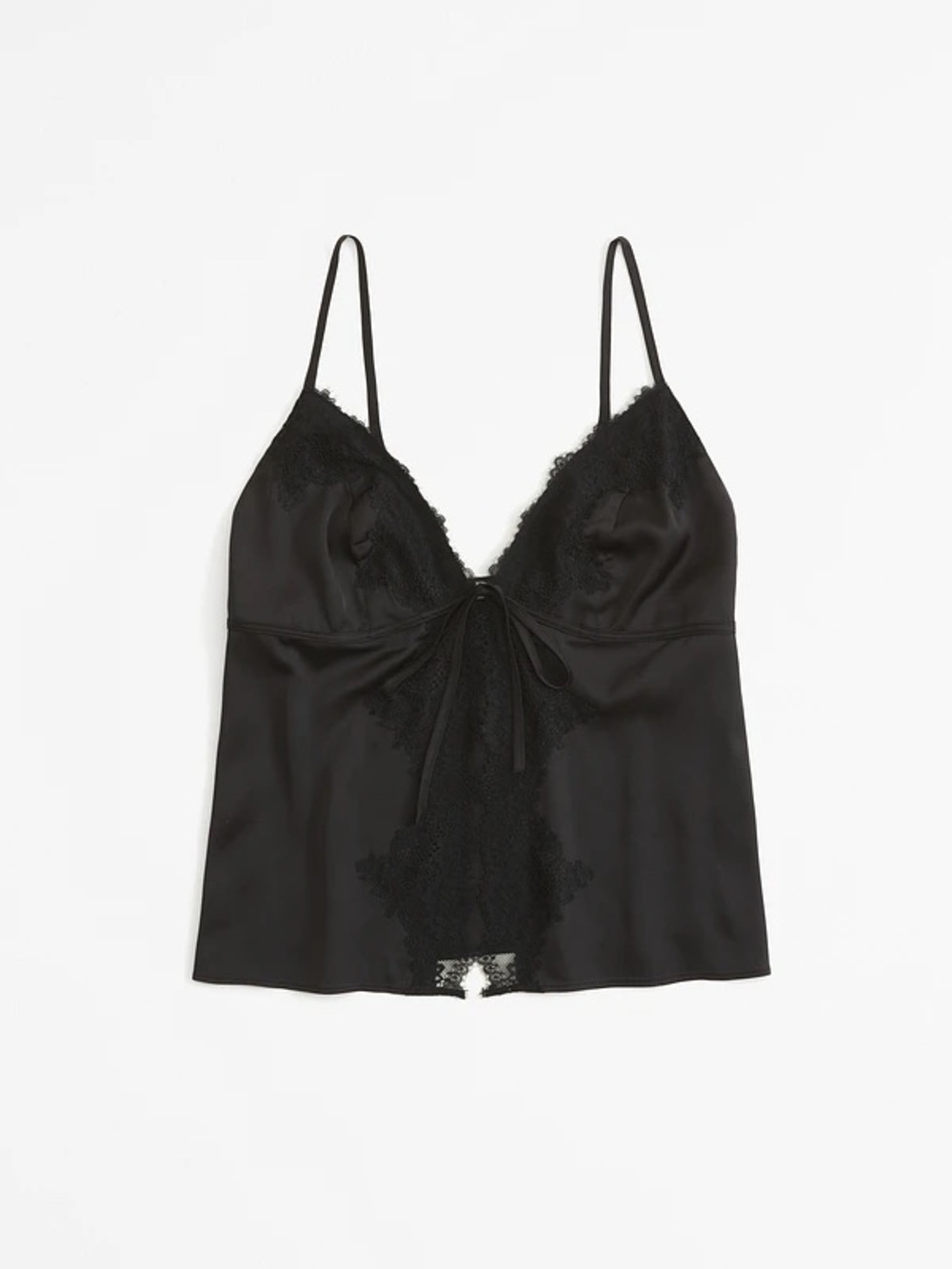 Abercrombie Black Lace Trim Satin Cami